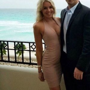 Angel Biba blush strapped bodycon dress